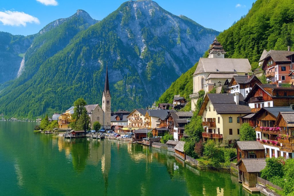 Pakej Eropah Timur - Hallstatt Austria dengan pemandangan kampung tepi tasik, gereja ikonik dan gunung Alps