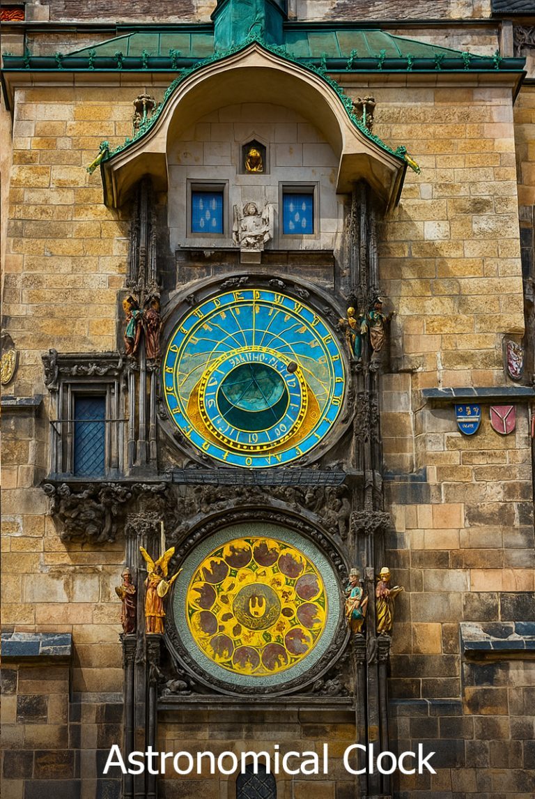 Jam Astronomi Prague di Old Town Hall, Czech Republic — jam mekanikal abad ke-15 yang menjadi tarikan ikonik dalam pakej Eropah Timur.