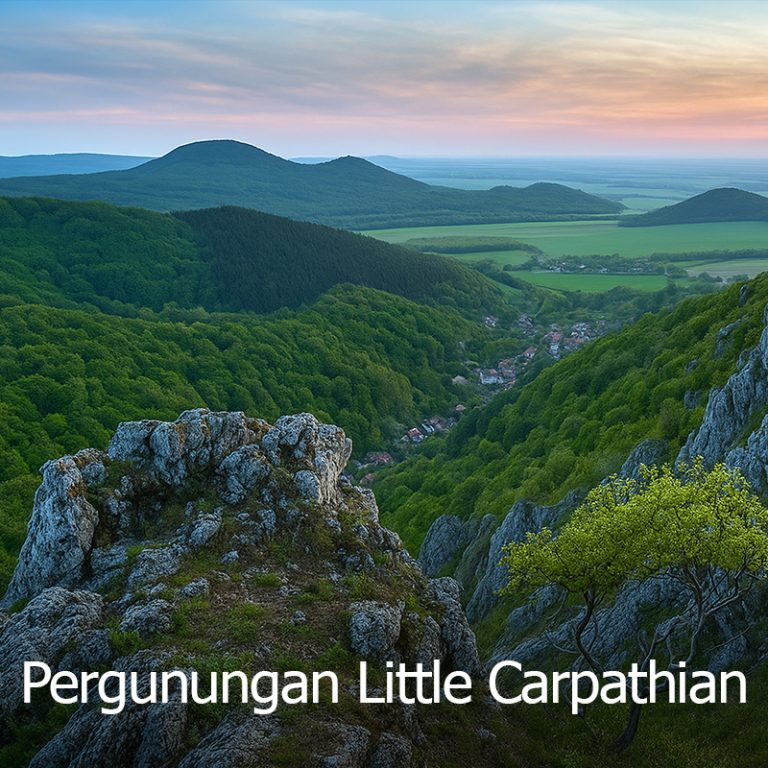 Pemandangan indah pergunungan Little Carpathian di Slovakia dengan hutan hijau dan landskap berbukit, destinasi semula jadi dalam pakej Eropah Timur.