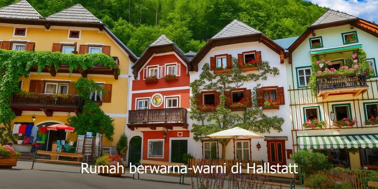 Rumah berwarna-warni di Hallstatt Austria dalam pakej Eropah Timur